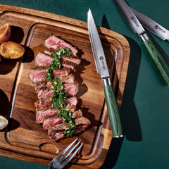 Damascus Steel Steak Knife Set, 8-pc (Green)