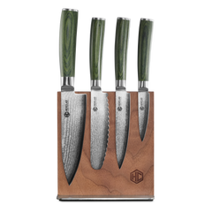 Damascus Steel Studio Knife Set, 5-pc (Green)