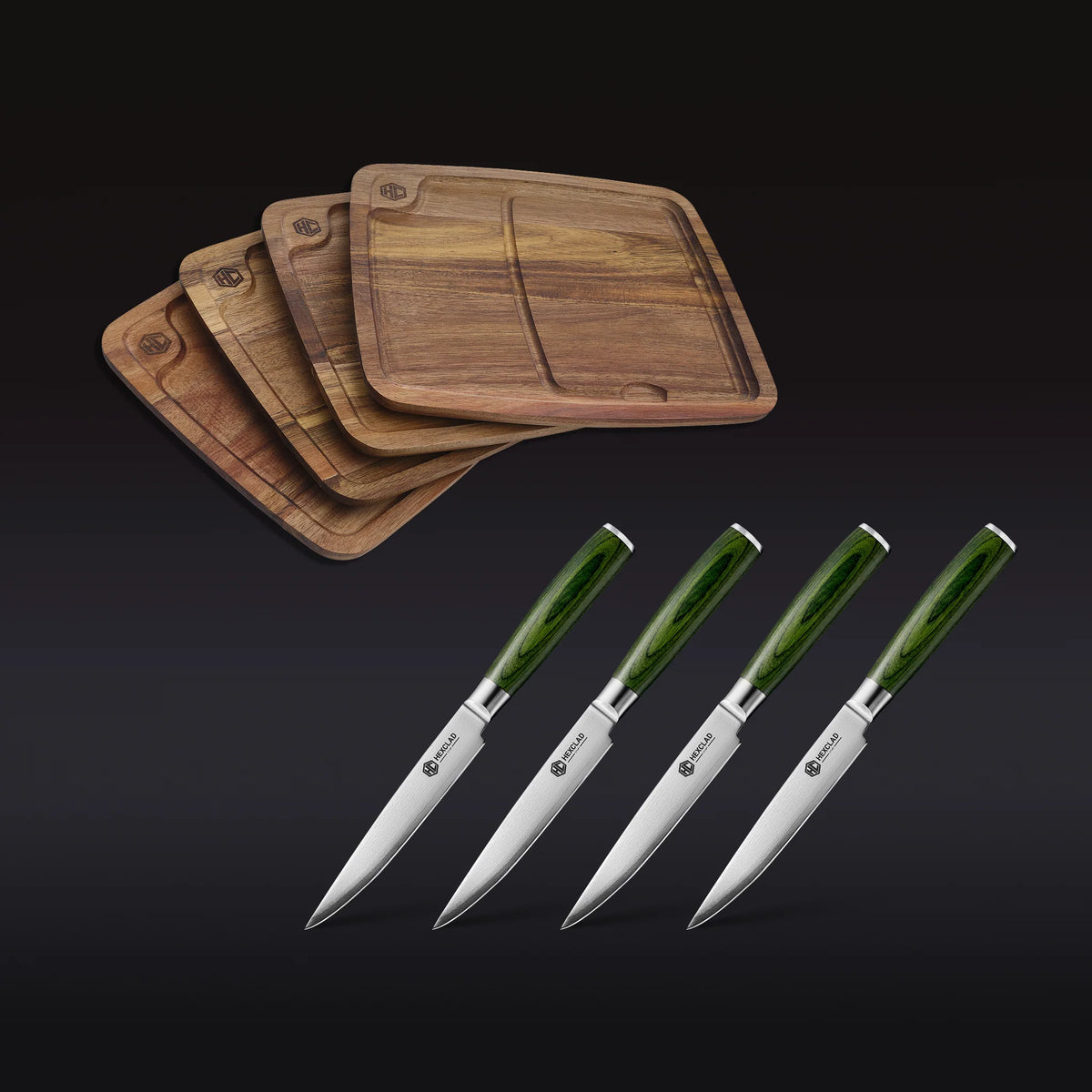 Steak Knife & Bistecca Plate Set, 8-pc (Green)