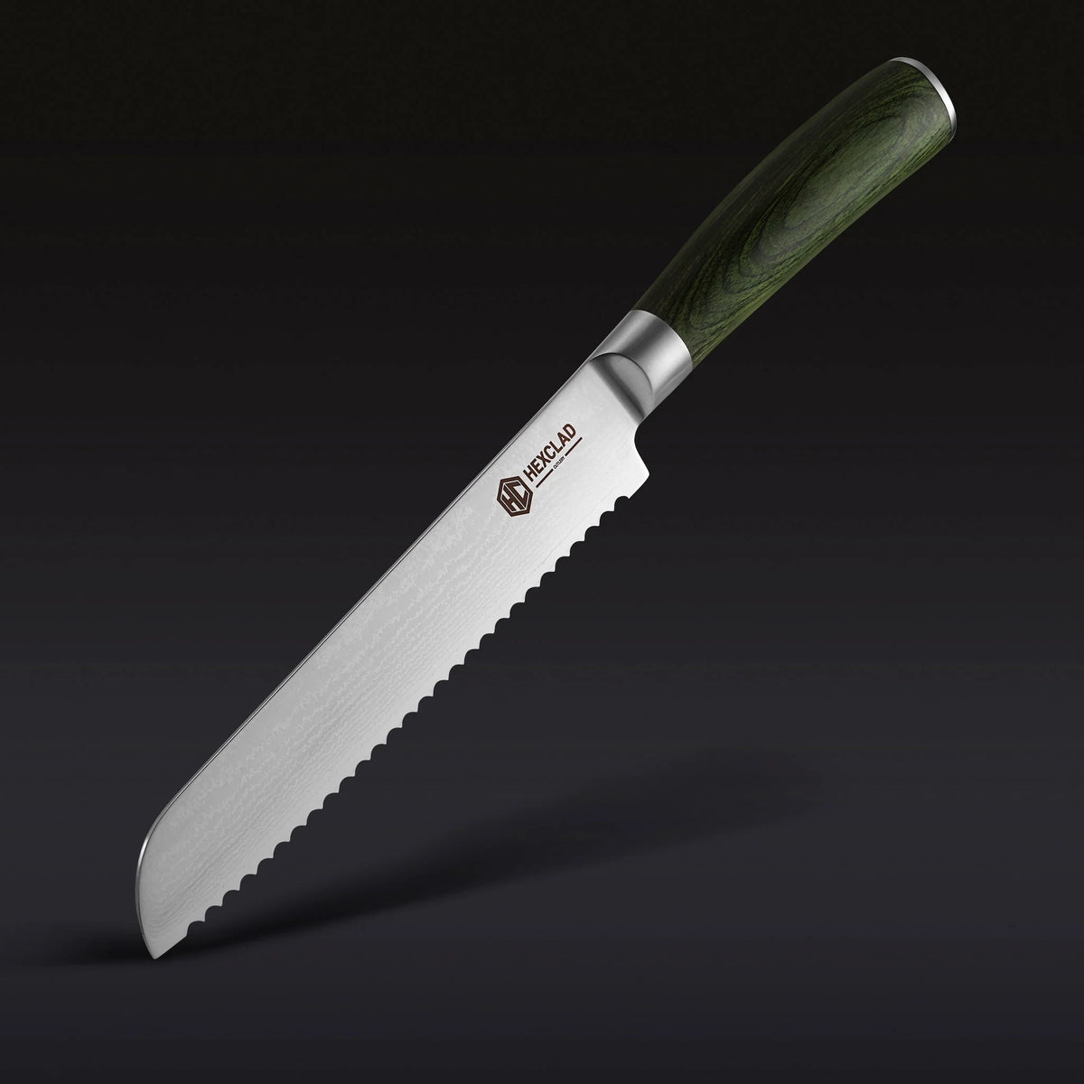 Damascus Steel Serrated Bread Knife, 8"